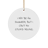 Funny Engineer Circle Ornament, I May Be An Engineer But I Cant Fix Stupid People, Gifts for Engineer Friends and Family from Men - Image 1